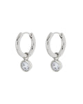 Bezel Charm Huggies- Silver