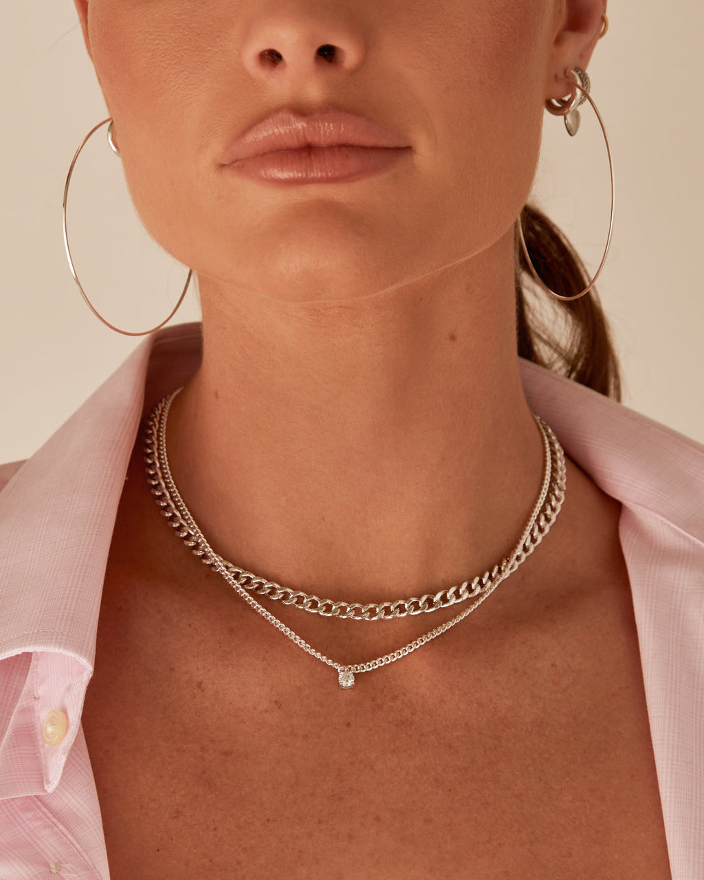 Bardot Stud Charm Necklace- Silver (Ships Mid July)