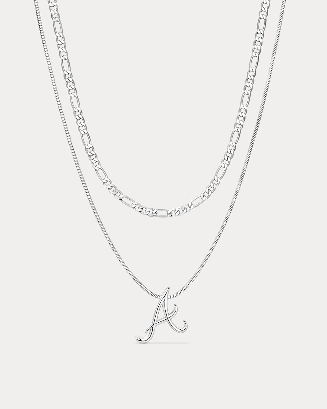 The MLB Double Chain Logo Necklace- Silver
