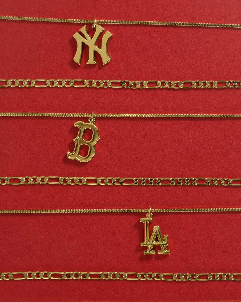 The MLB Double Chain Logo Necklace- Silver