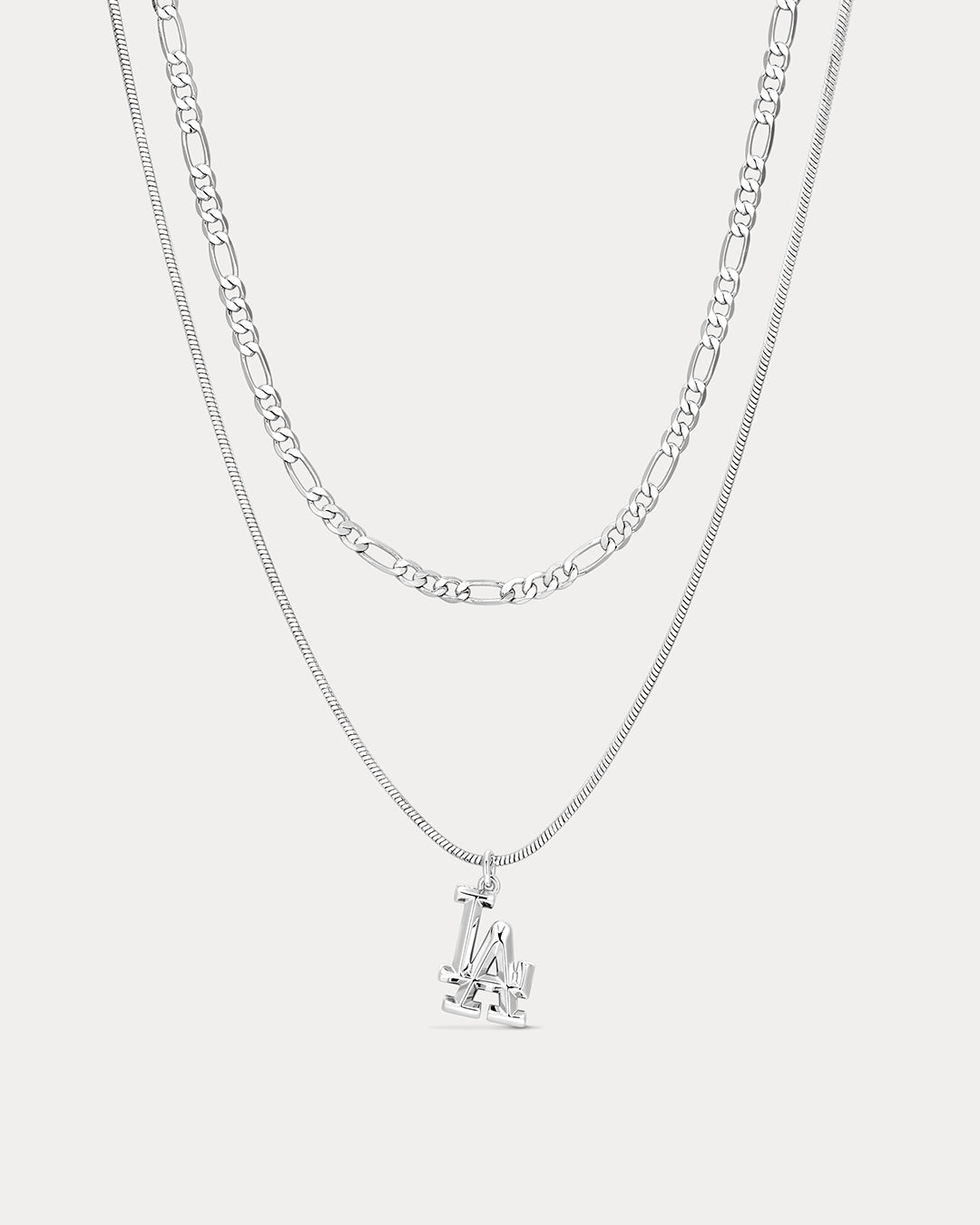 The MLB Double Chain Logo Necklace- Silver