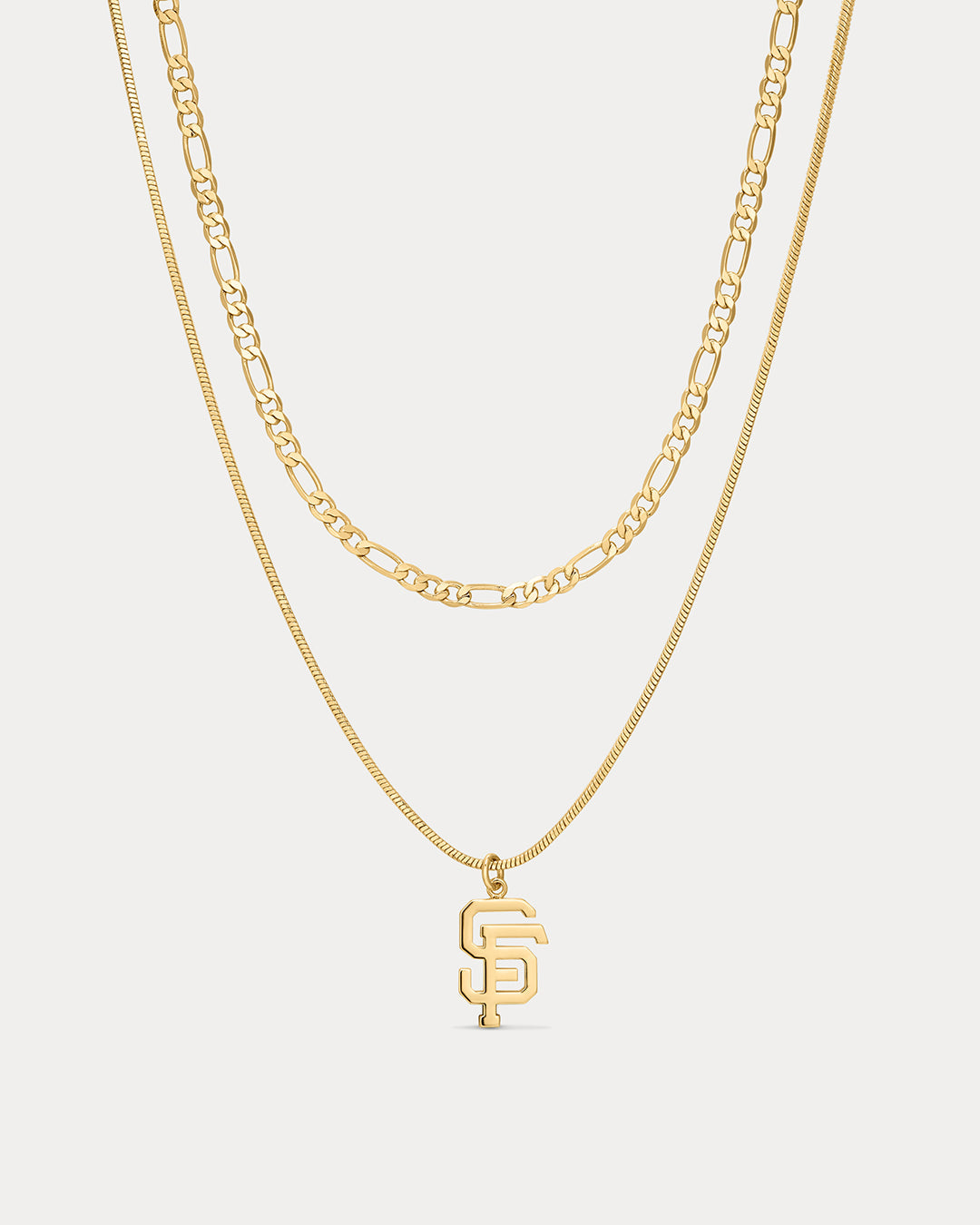 The MLB Double Chain Logo Necklace-Gold