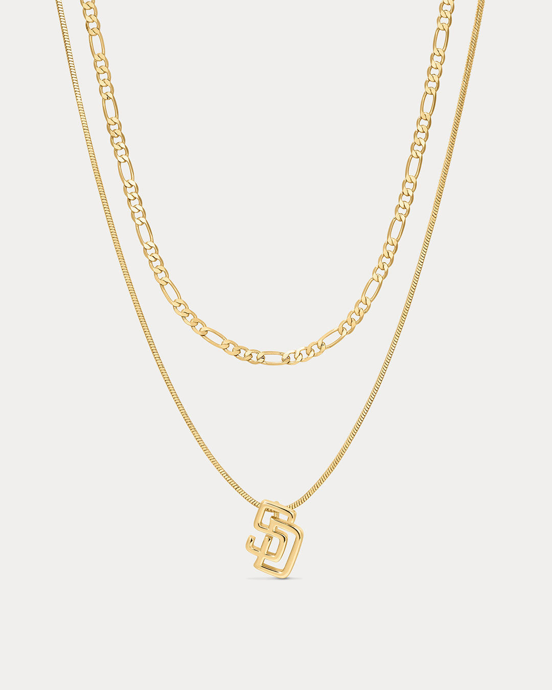 The MLB Double Chain Logo Necklace-Gold
