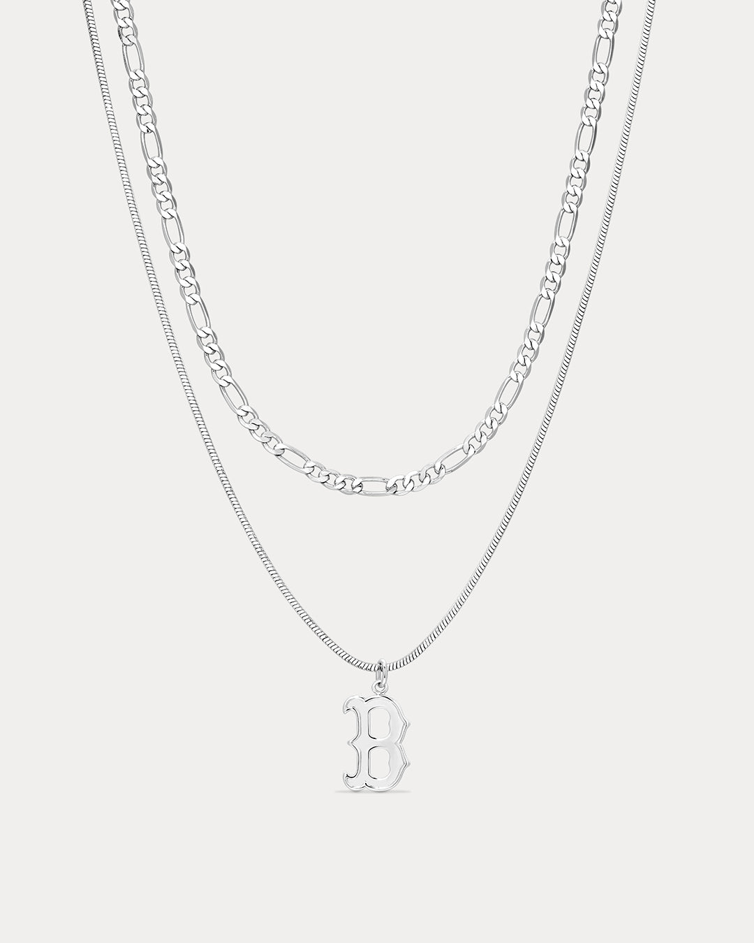The MLB Double Chain Logo Necklace- Silver