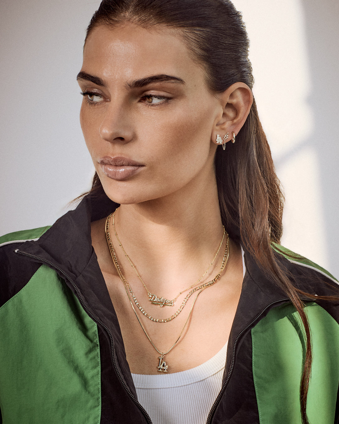 The MLB Logo Chain Link Earring Set- Gold