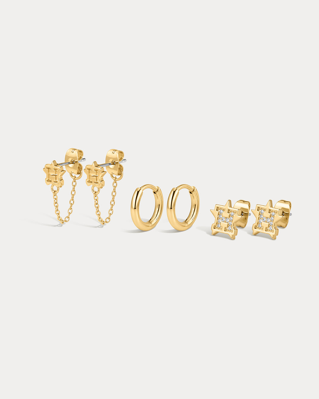 The MLB Logo Chain Link Earring Set- Gold