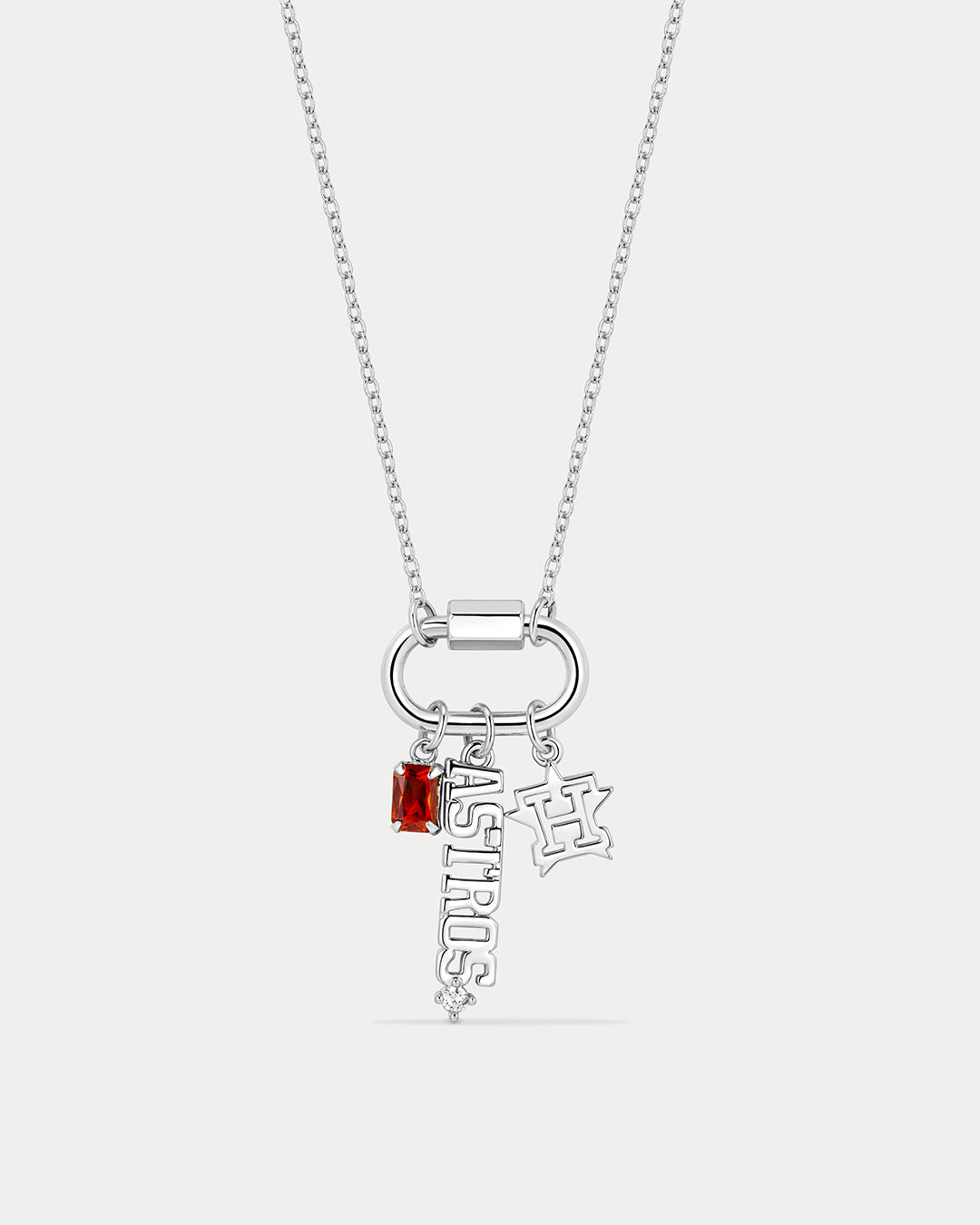 The MLB Logo Charm Carabiner Necklace- Silver