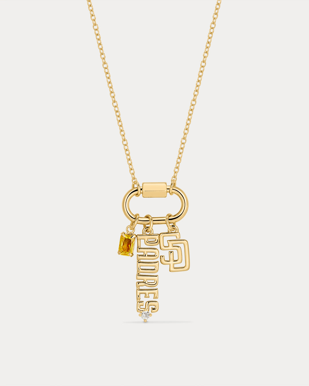 The MLB Logo Charm Carabiner Necklace- Gold