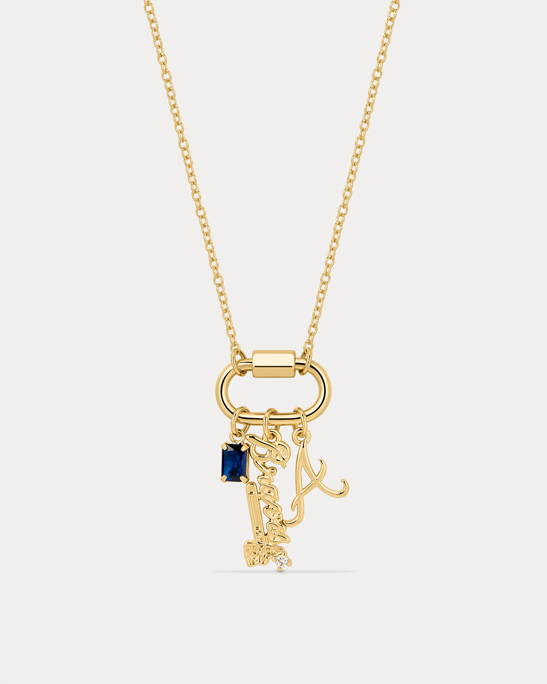 The MLB Logo Charm Carabiner Necklace- Gold