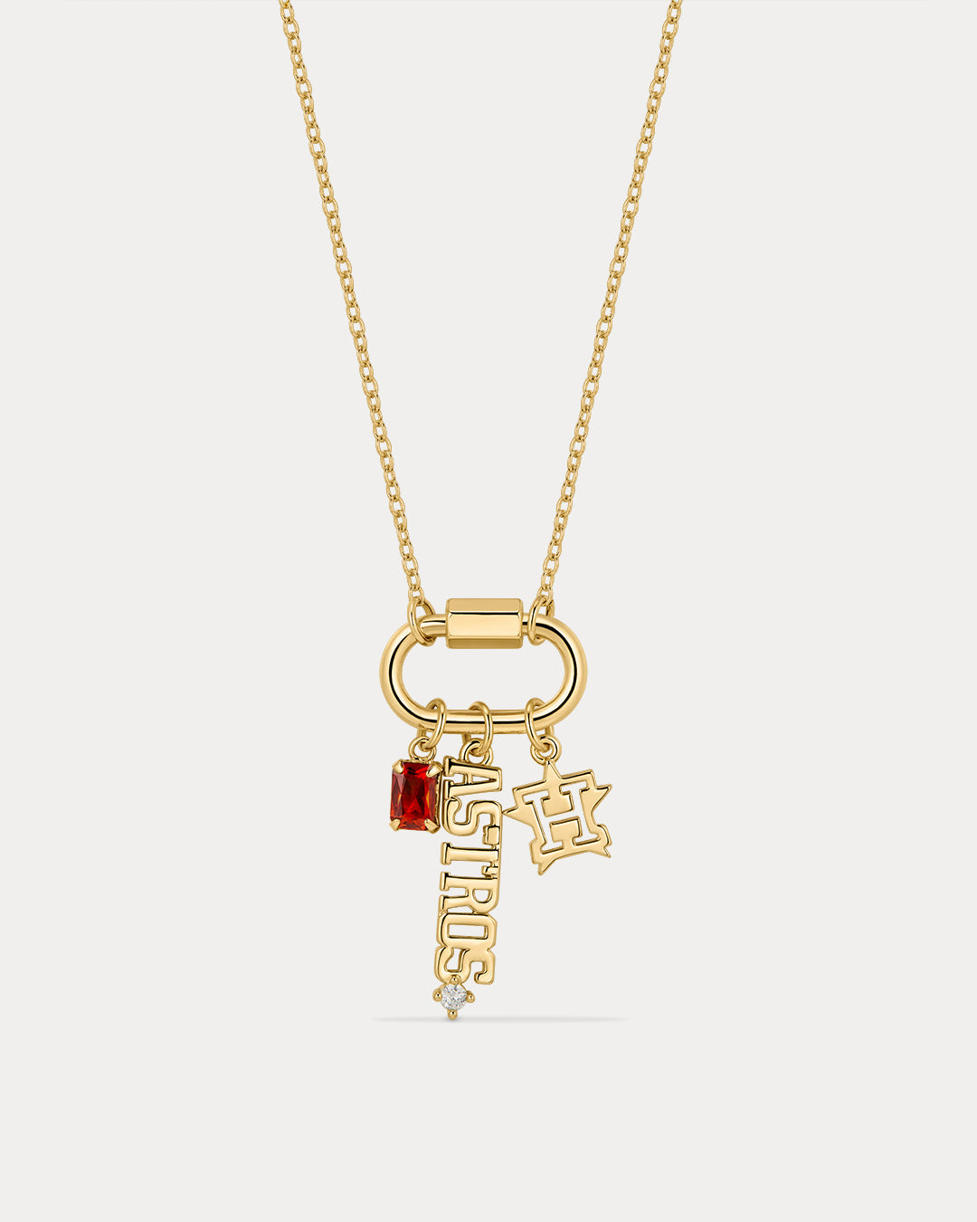 The MLB Logo Charm Carabiner Necklace- Gold