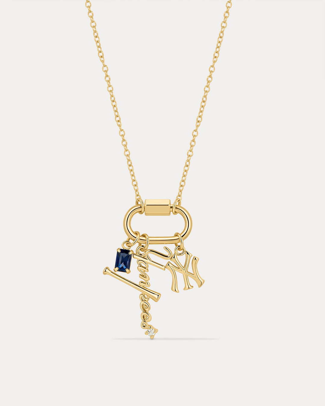 The MLB Logo Charm Carabiner Necklace- Gold