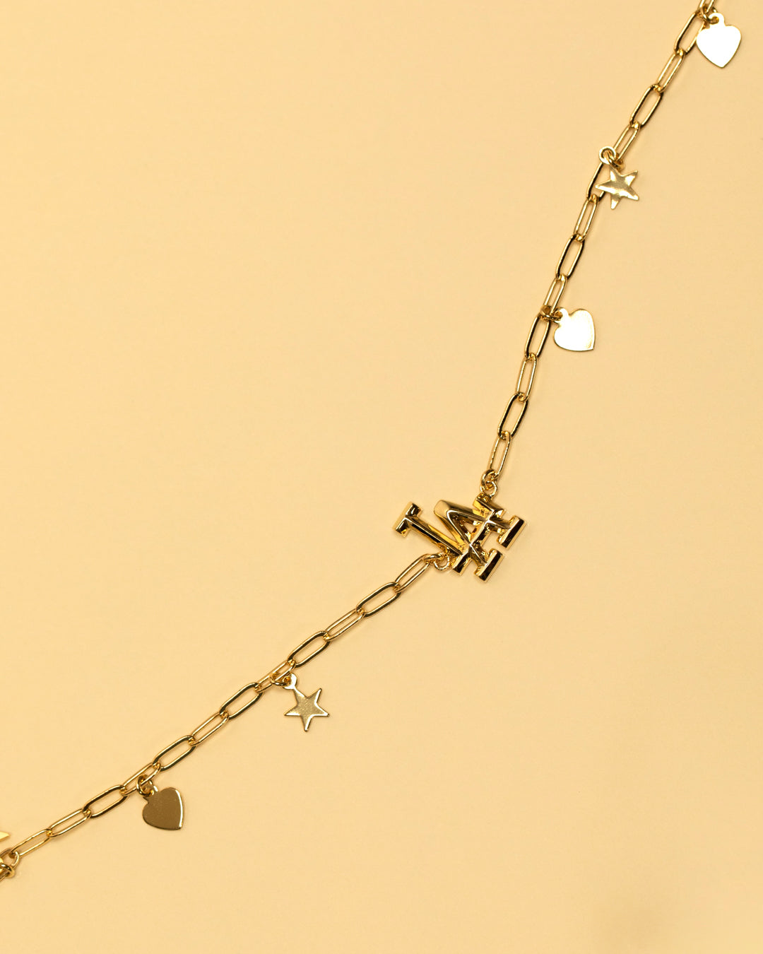 The MLB Star + Hearts Logo Charm Necklace- Gold