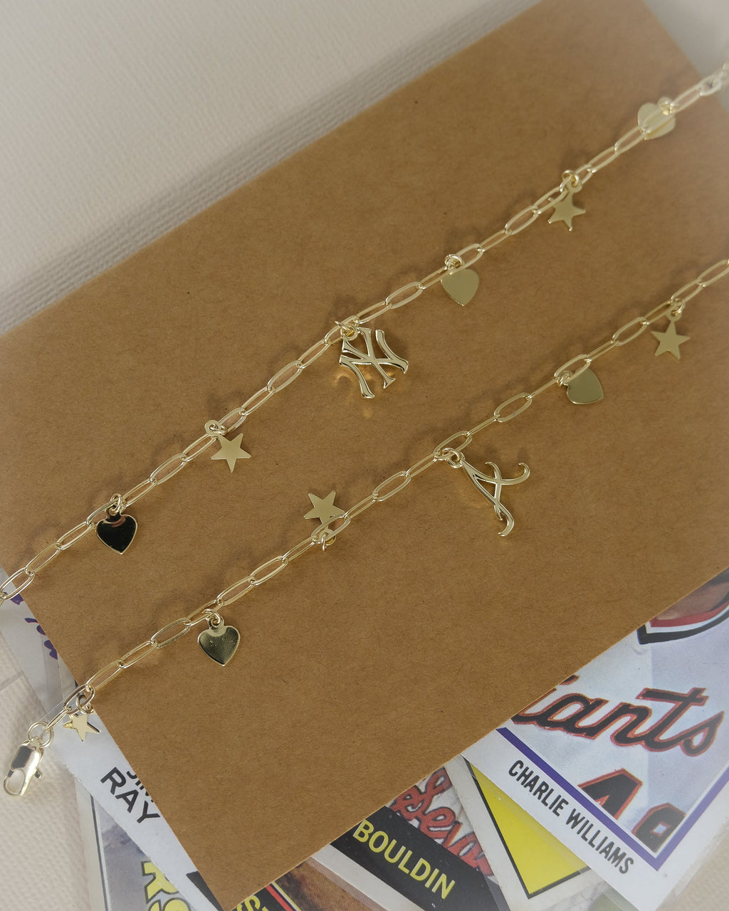 The MLB Star + Hearts Logo Charm Necklace- Silver