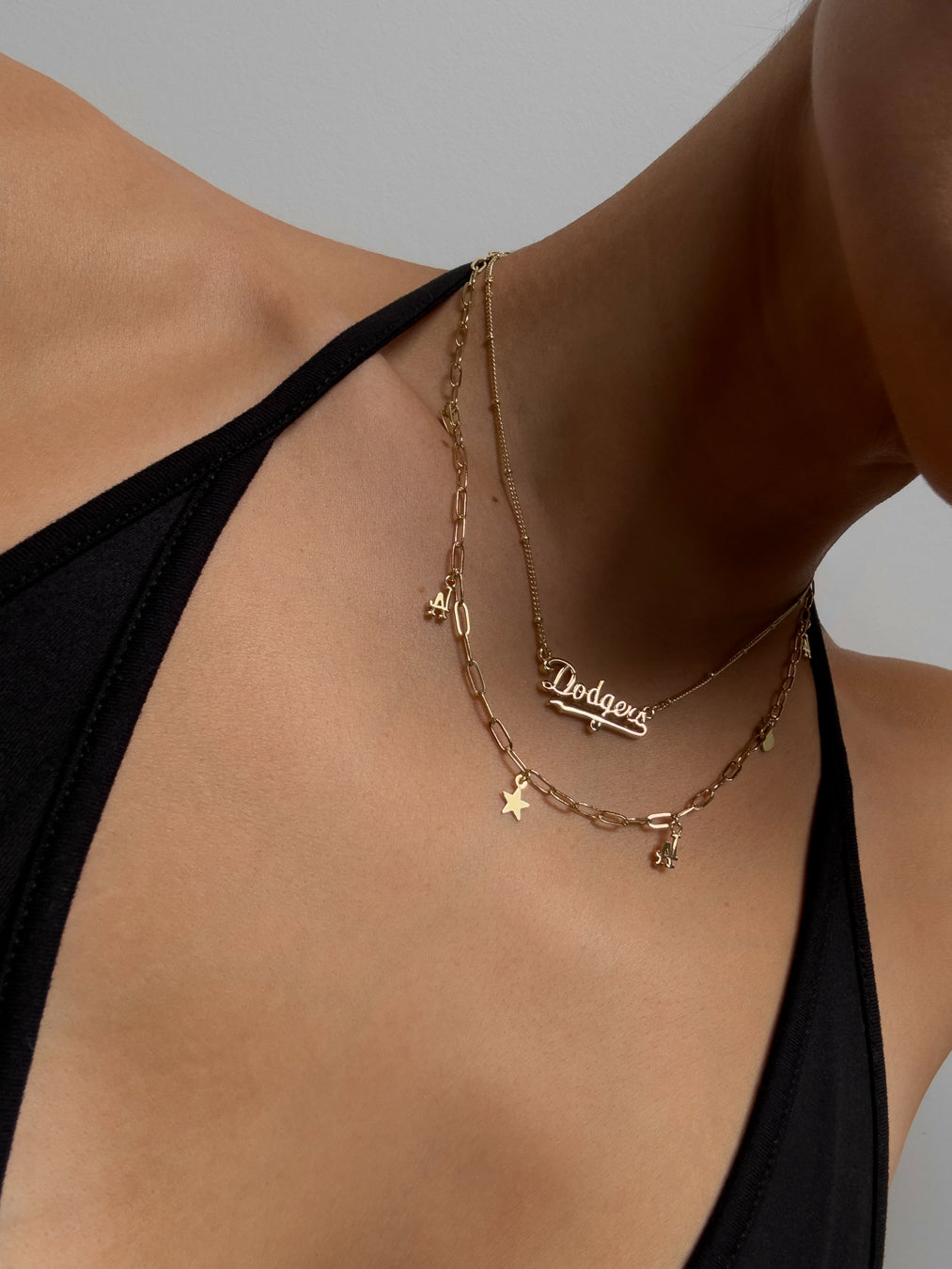 The MLB Star + Hearts Logo Charm Necklace- Silver