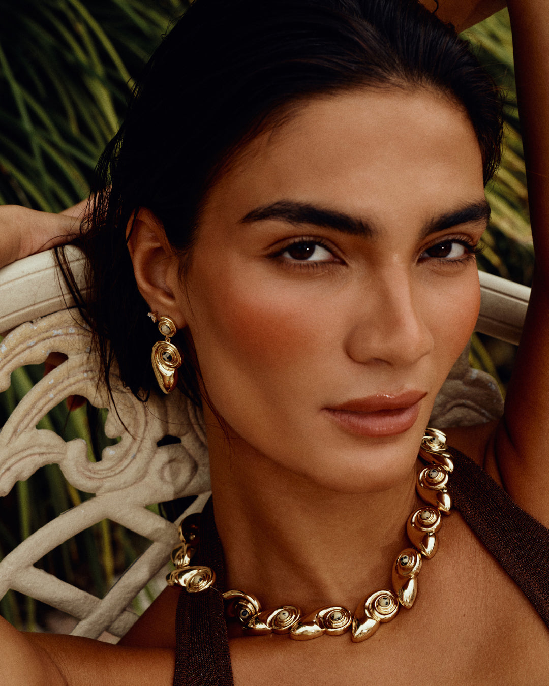 The Palma Shell Statement Necklace- Gold