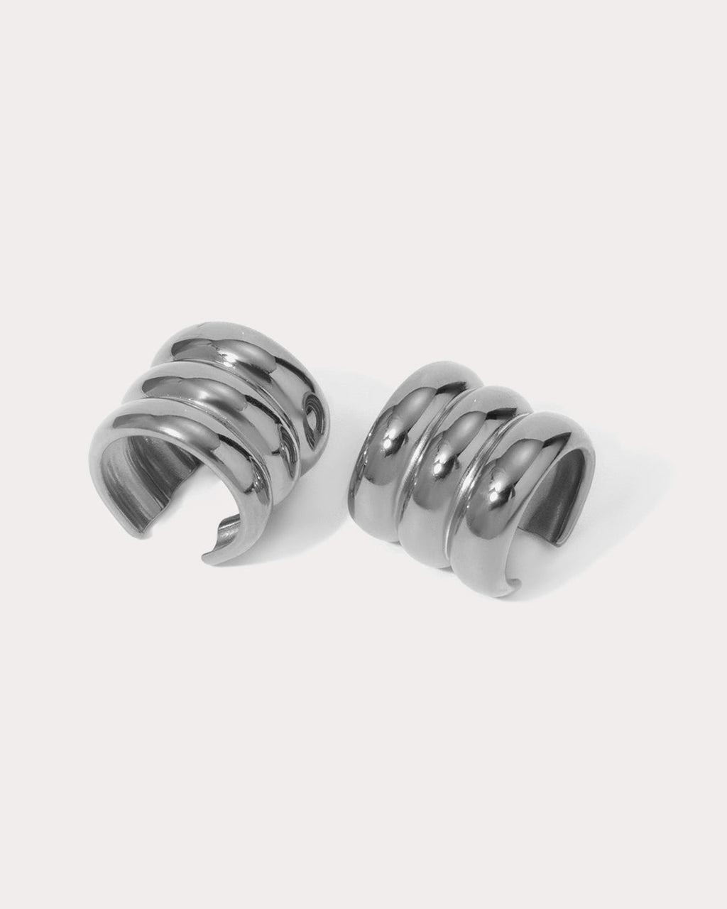 The Ridged Positano Ear Cuff Set- Silver
