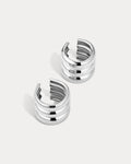 The Ridged Positano Ear Cuff Set- Silver