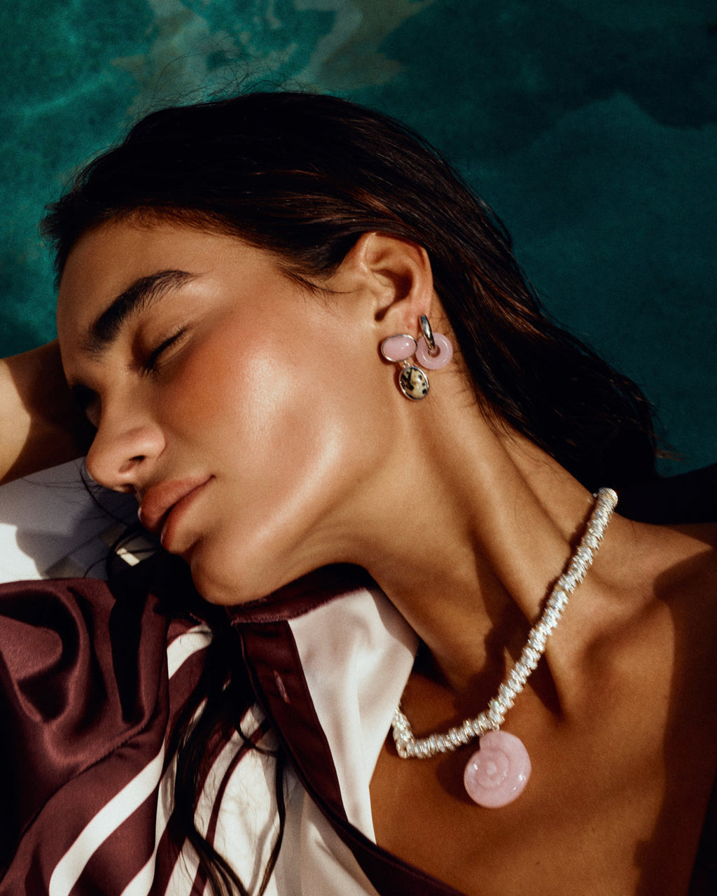 The Rose Quartz Palma Studs- Gold