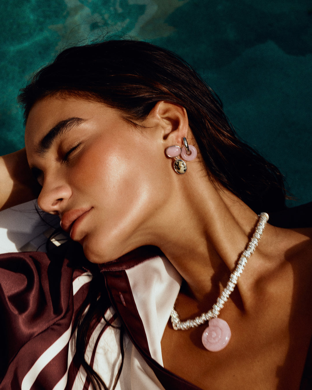 The Rose Quartz Palma Studs- Gold