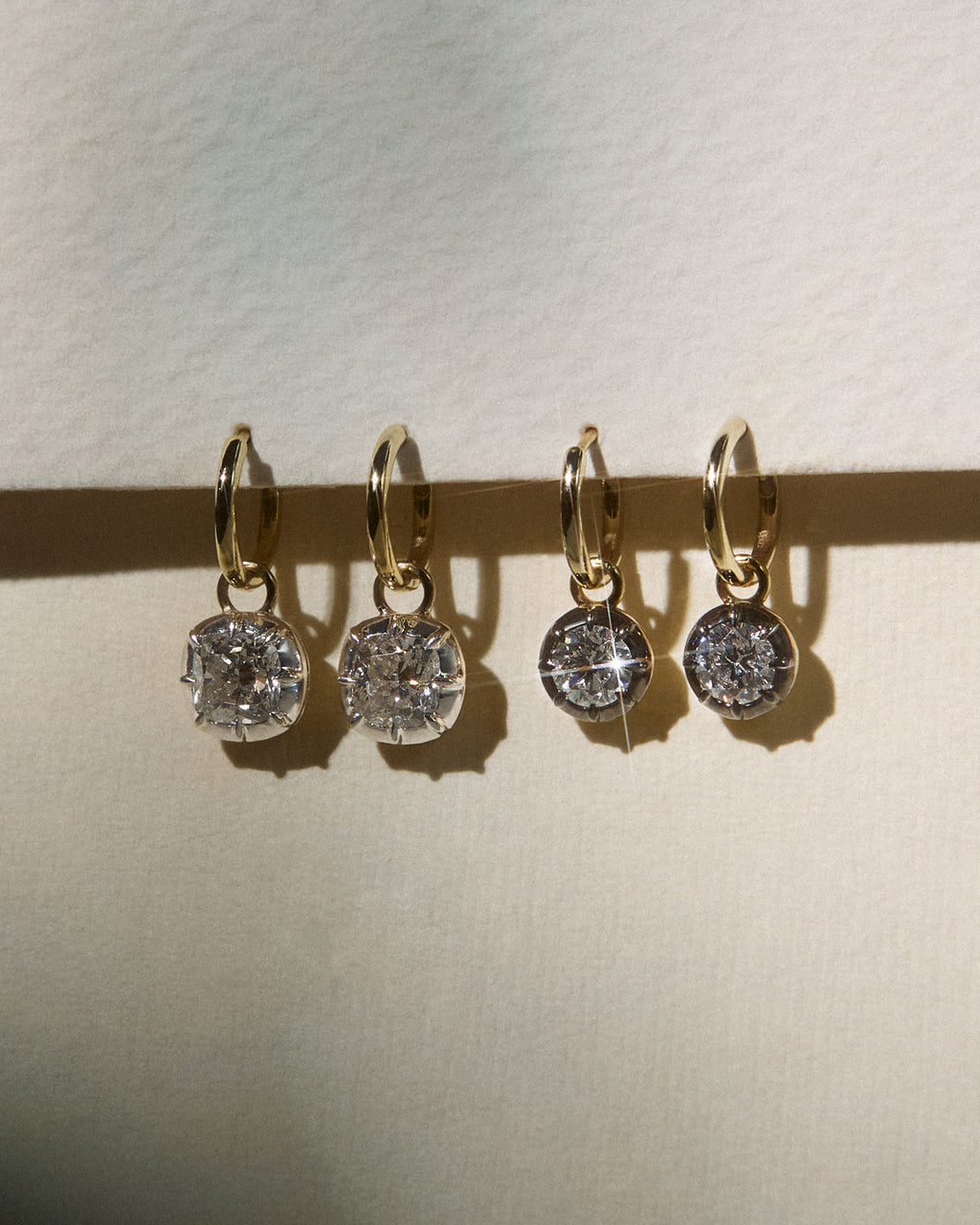 The Diamond Georgian Hoop Earrings- White Rhodium