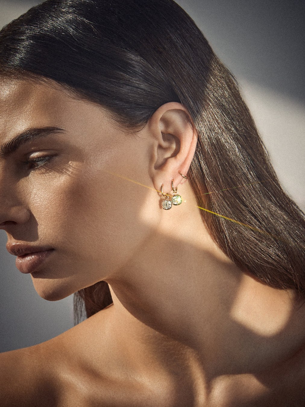 The Diamond Georgian Hoop Earrings- White Rhodium