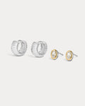 The Georgia Stone Earring Set- Silver