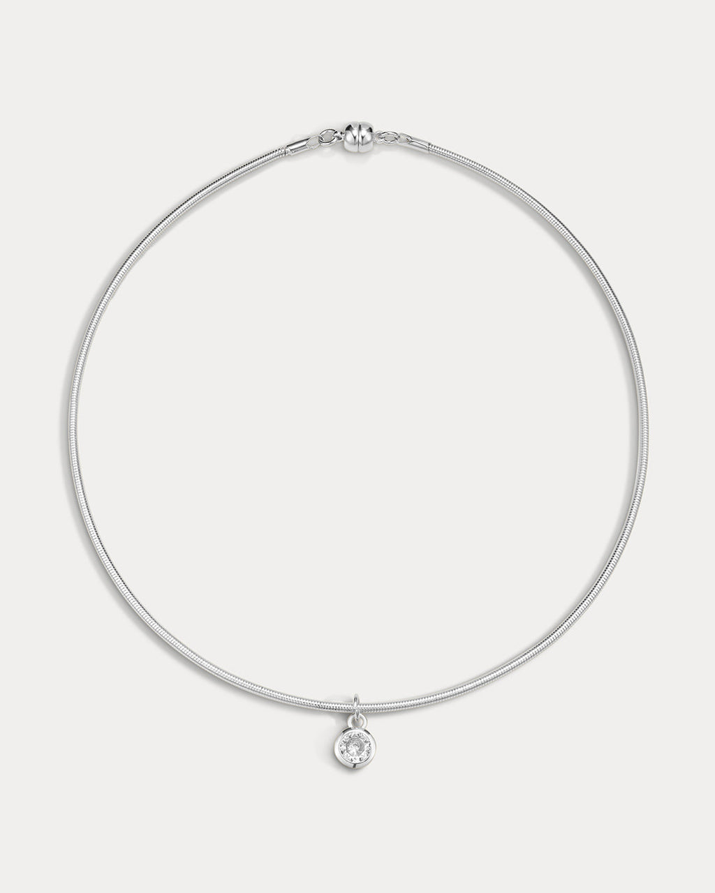 The Georgia Stone Omega Necklace- Silver