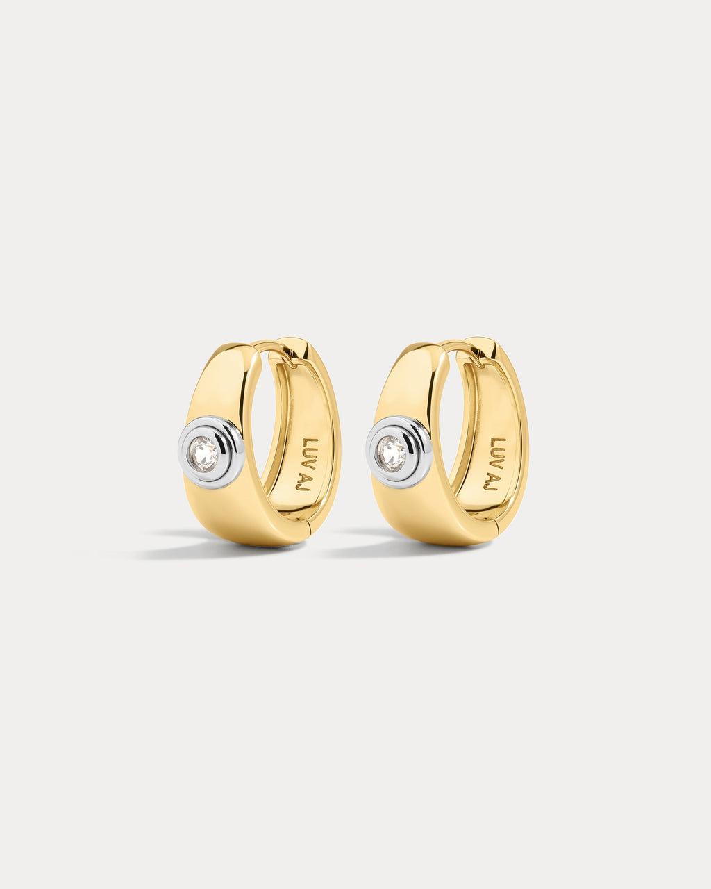 The Luna Bezel Hoops-Gold