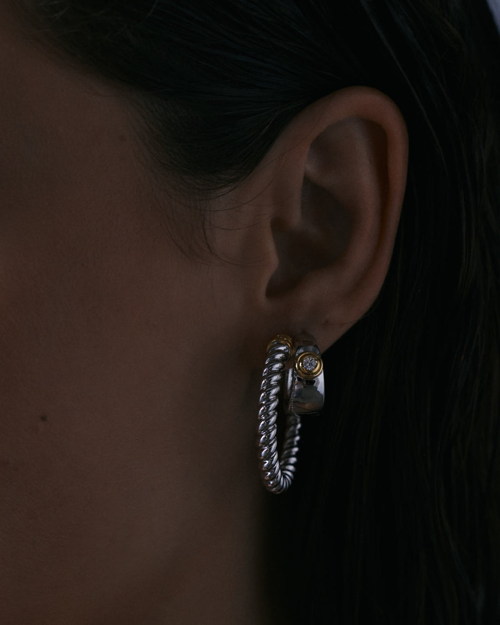The Luna Bezel Hoops-Gold
