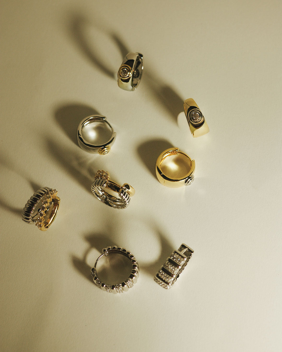 The Luna Bezel Hoops-Gold