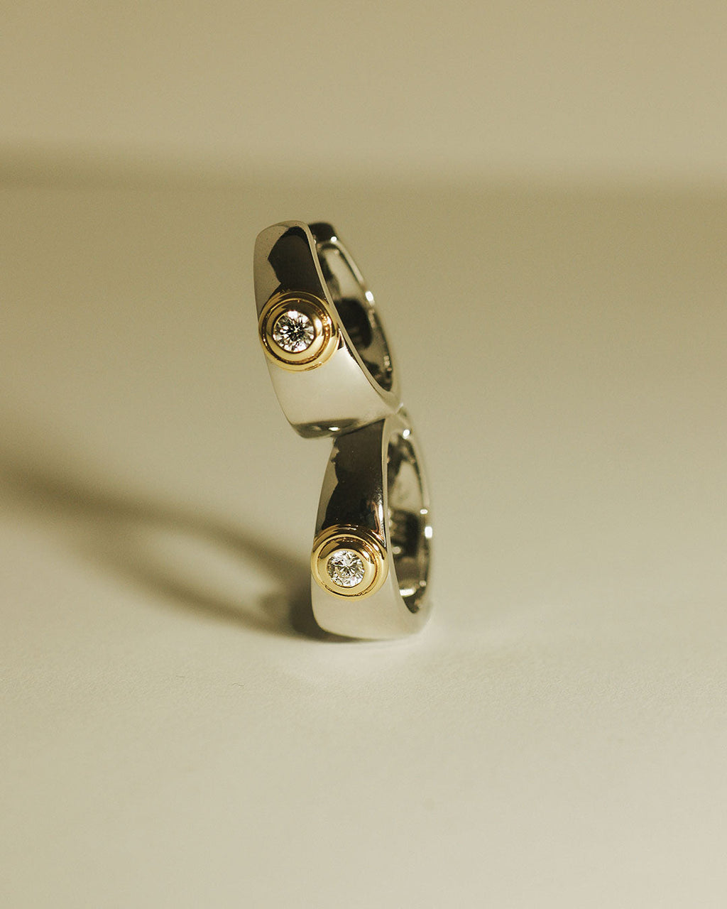 The Luna Bezel Hoops-Gold