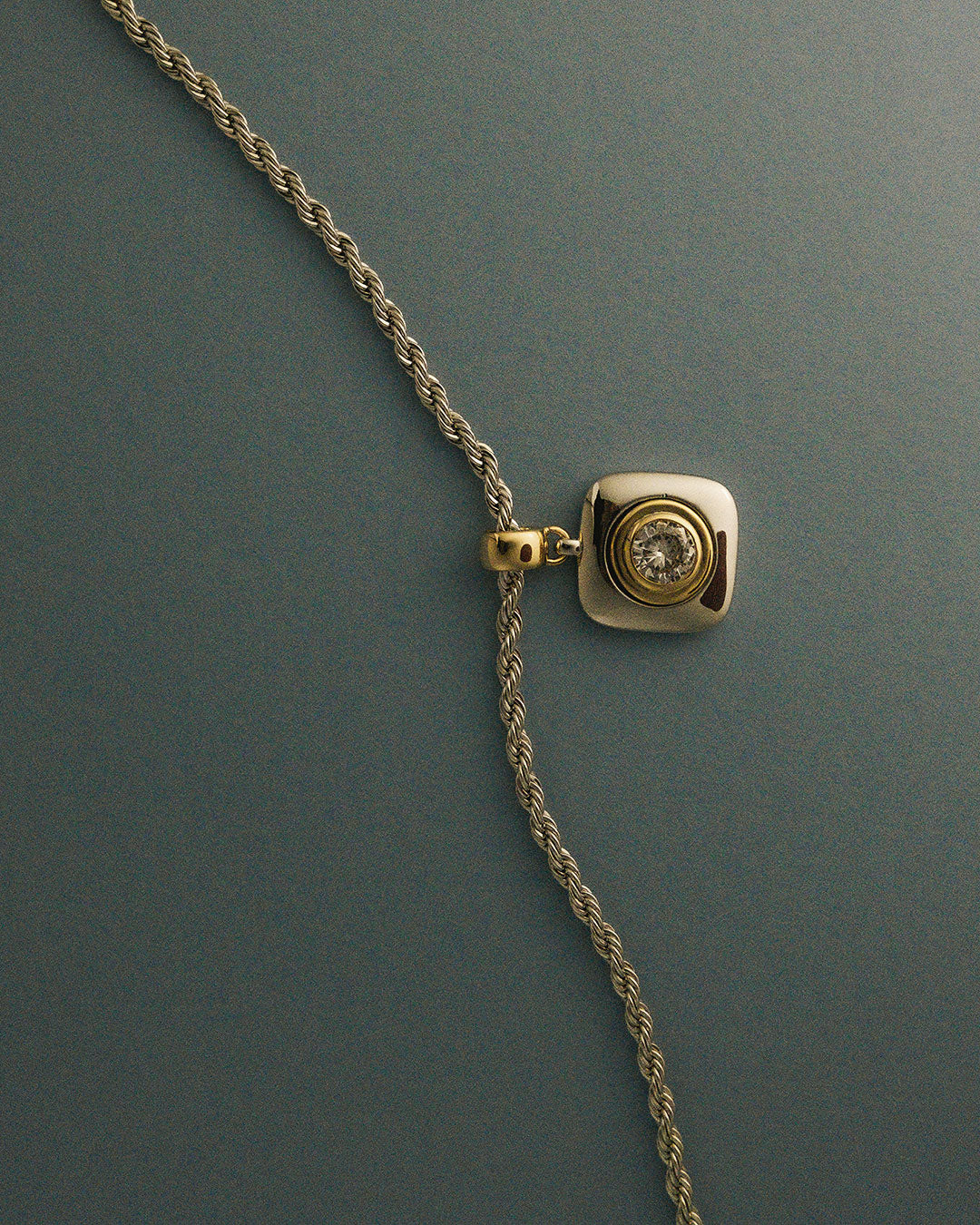 The Luna Bezel Pendant Necklace-Silver