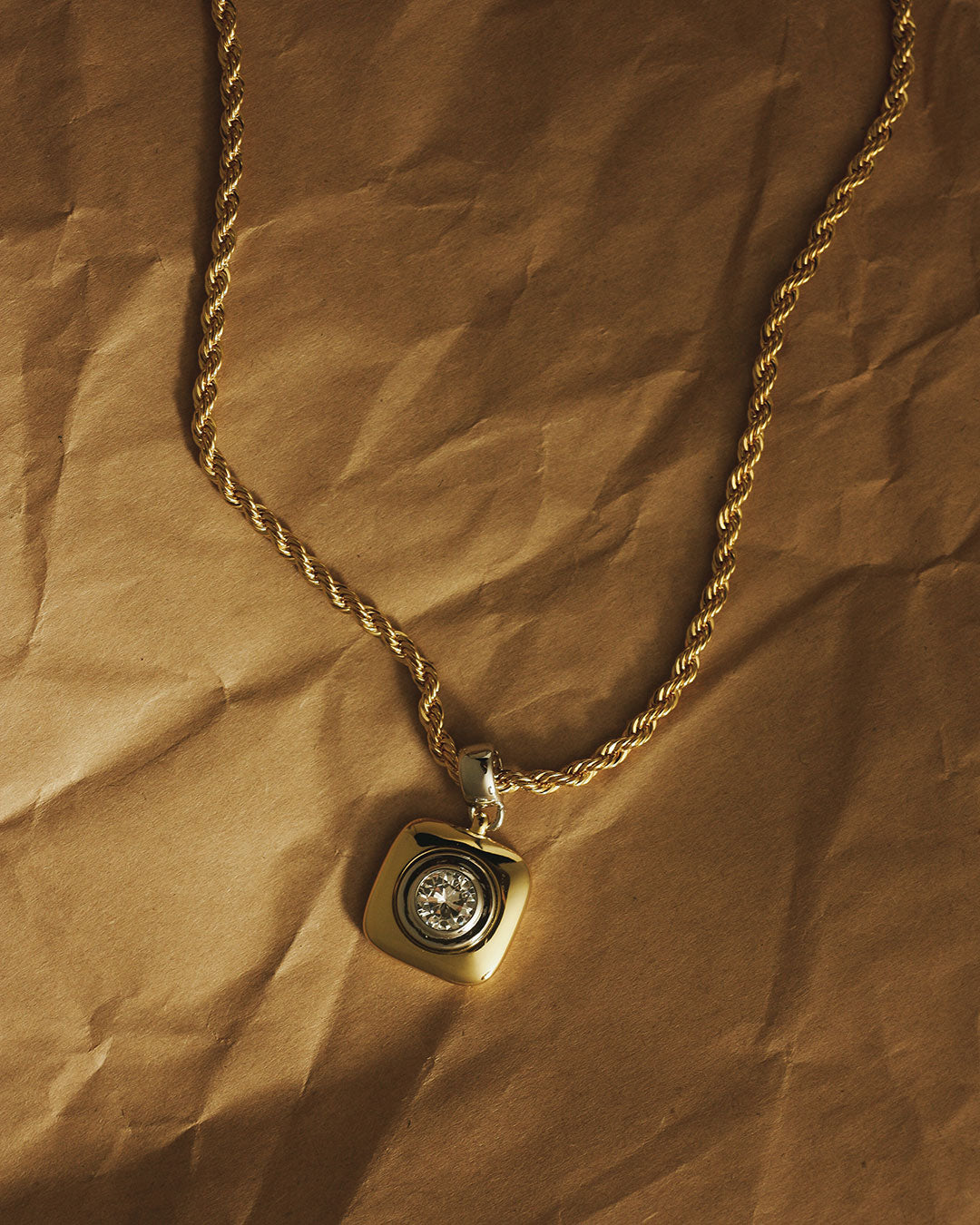 The Luna Bezel Pendant Necklace-Silver