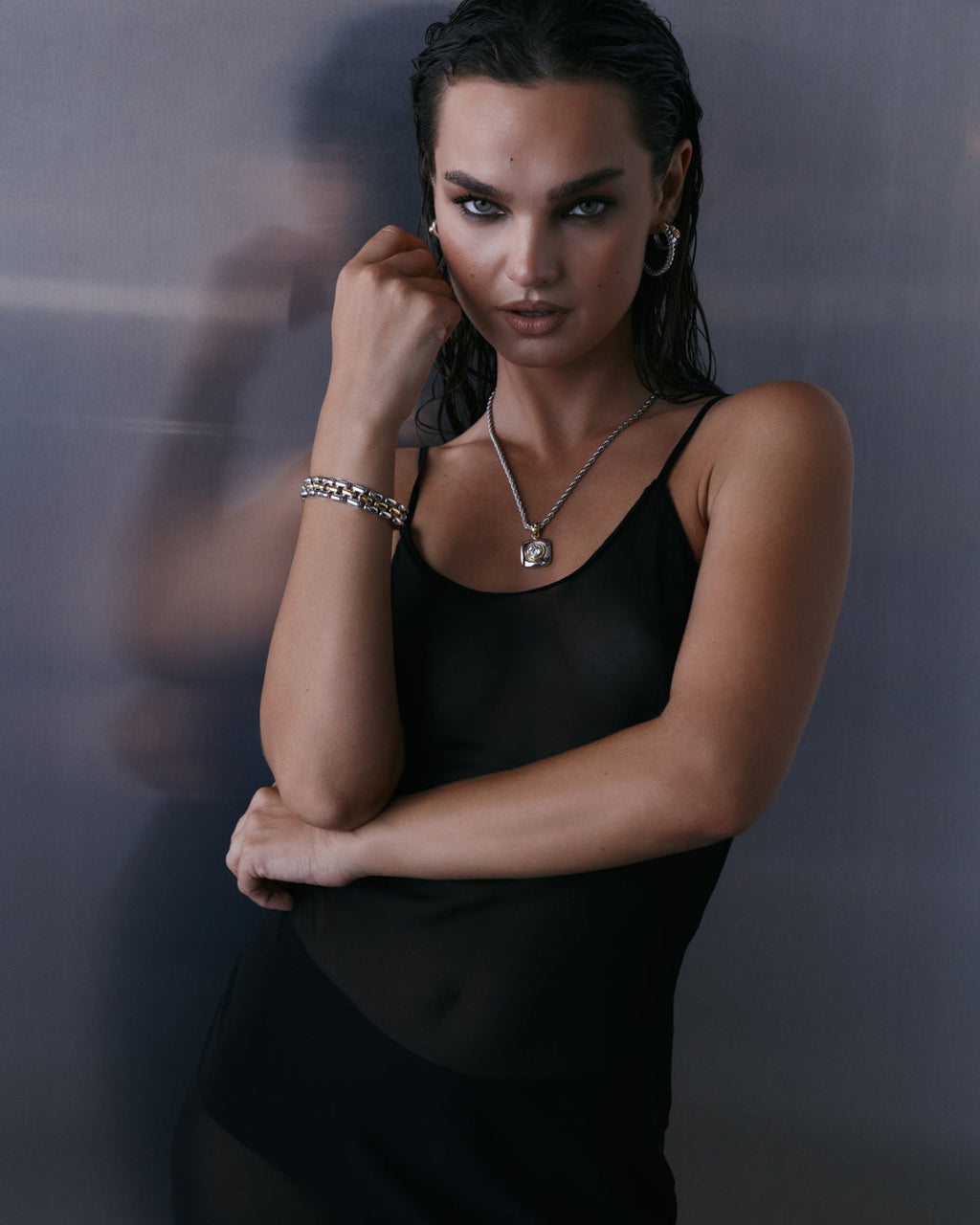 The Luna Bezel Pendant Necklace-Silver