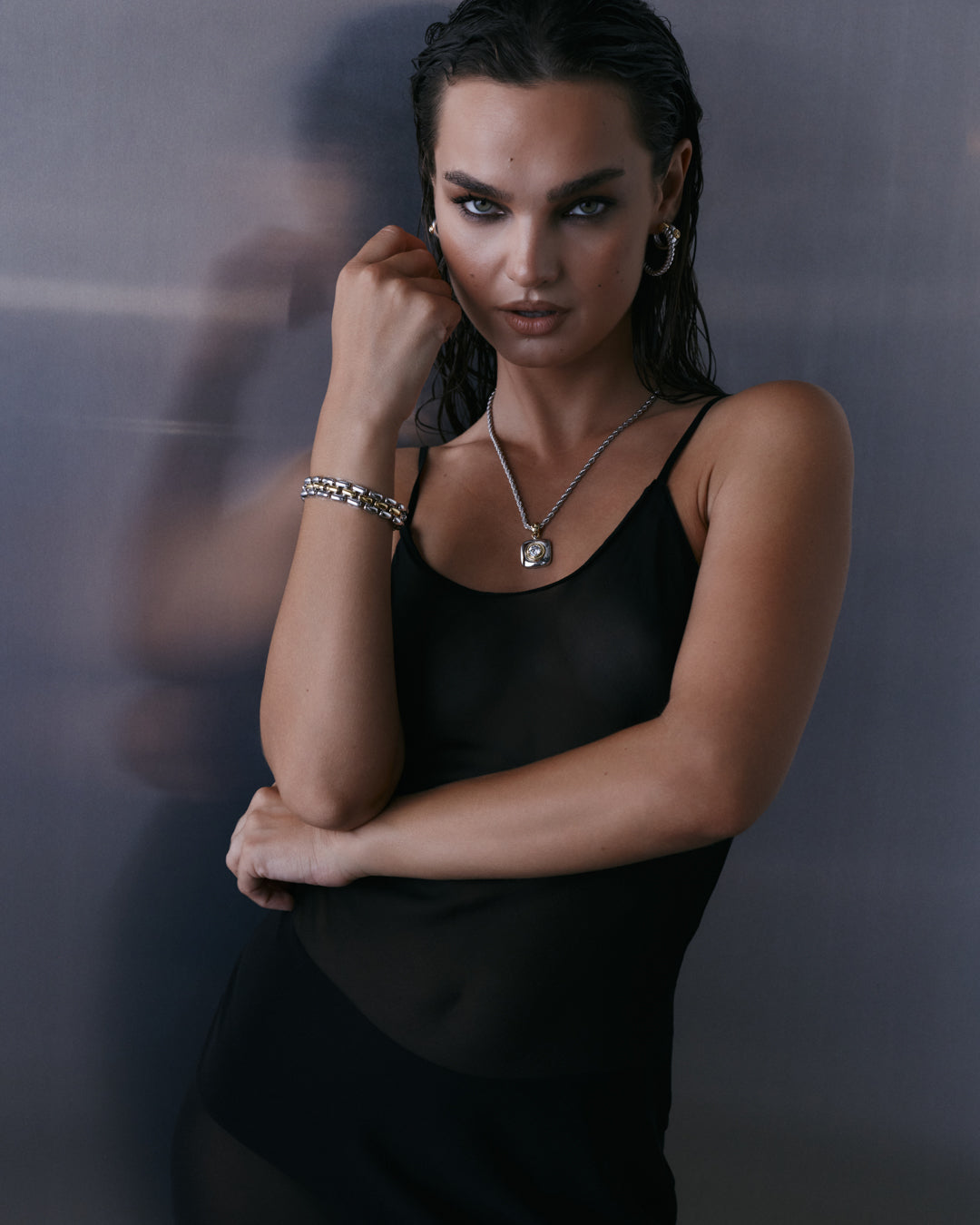 The Luna Bezel Pendant Necklace-Silver