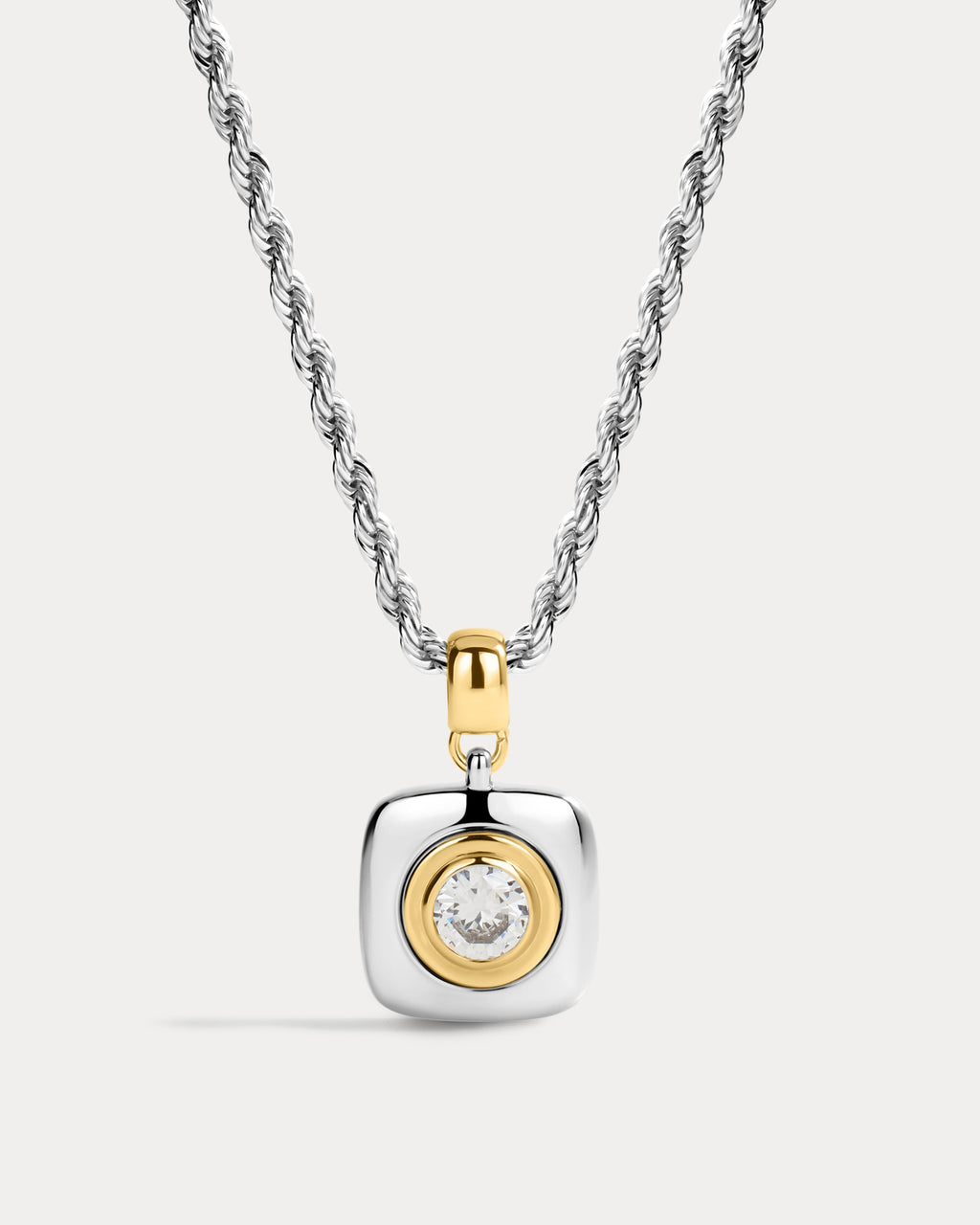 The Luna Bezel Pendant Necklace-Silver