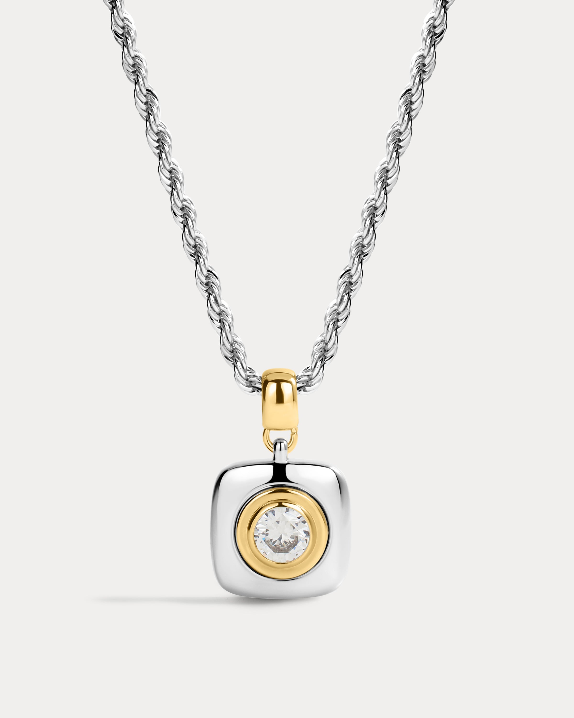 The Luna Bezel Pendant Necklace-Silver