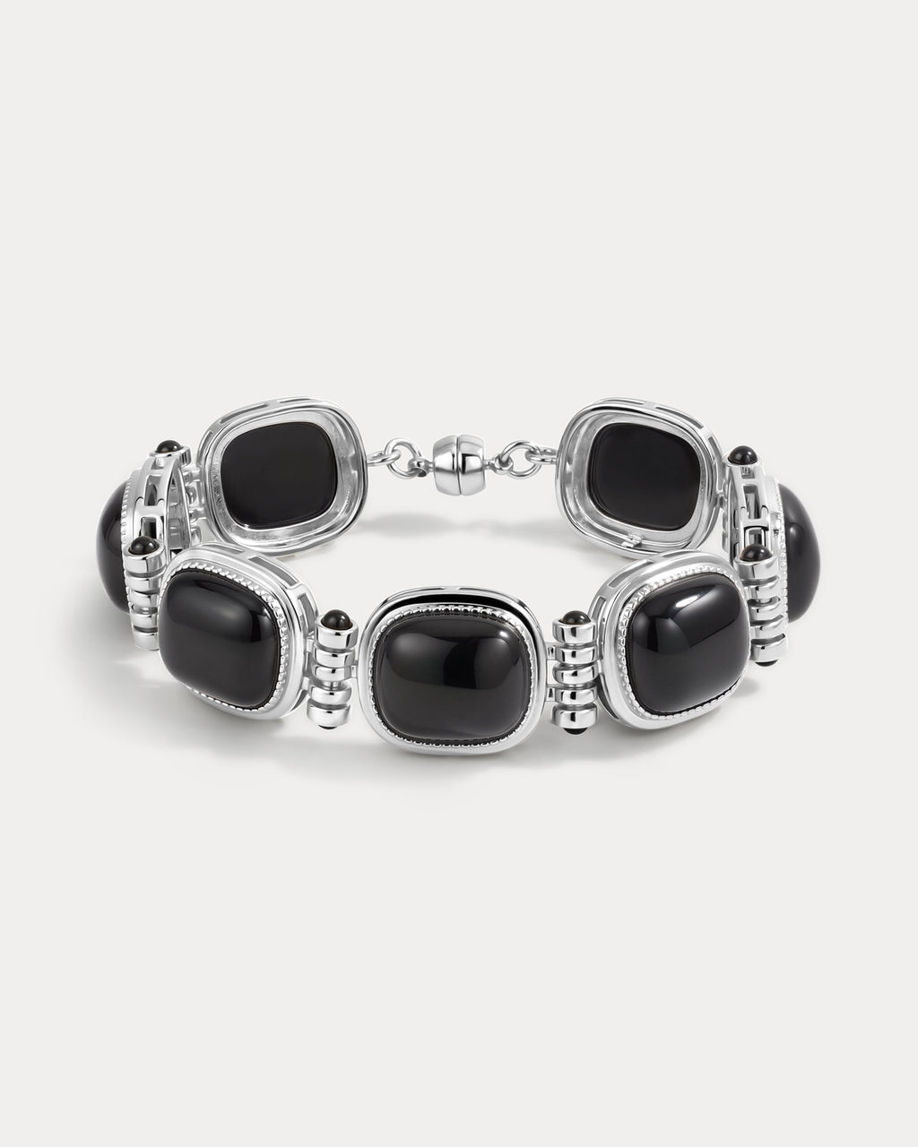 The Midnight Mesa Beaded Bracelet-Silver