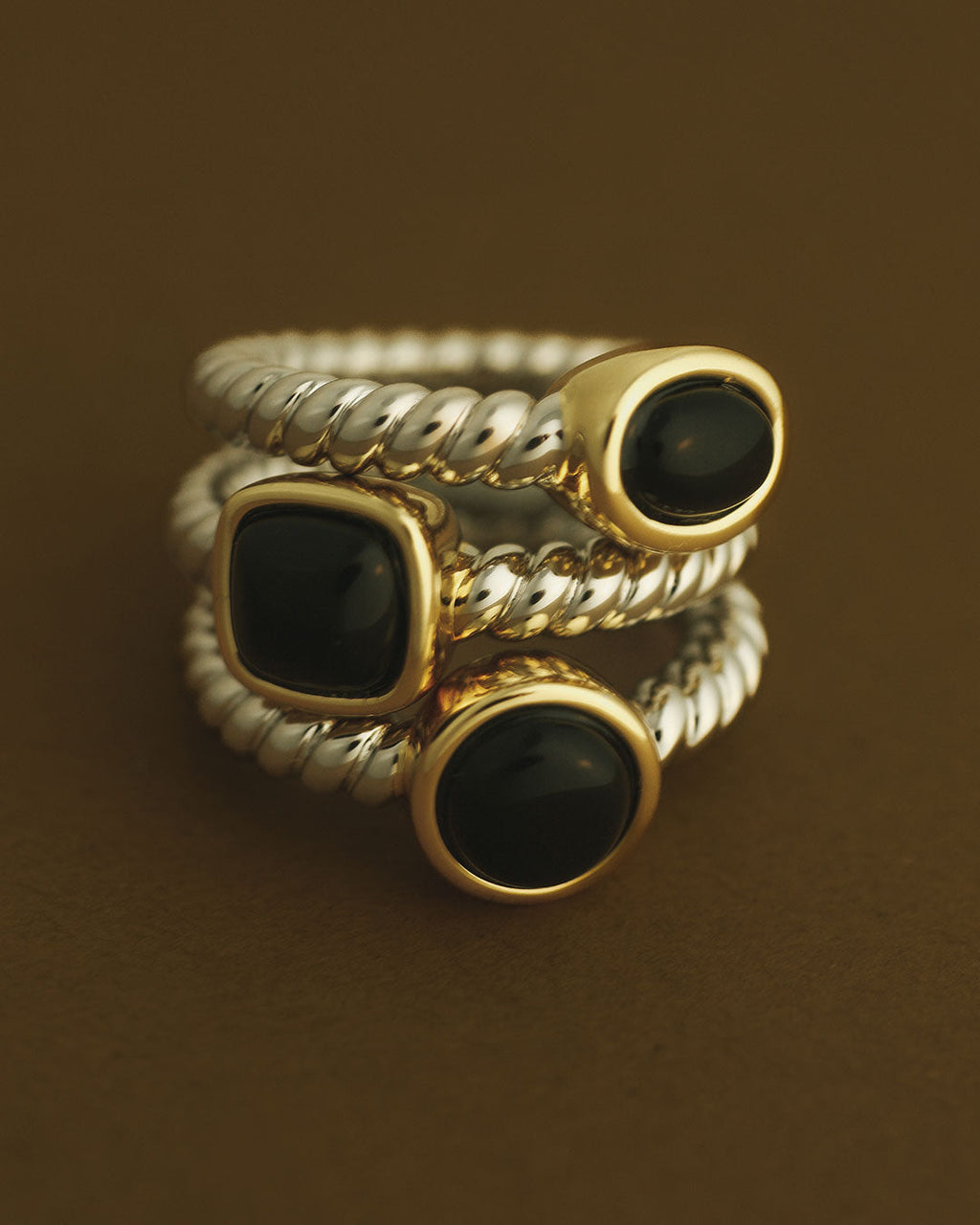 The Midnight Mesa Ring Set-Silver