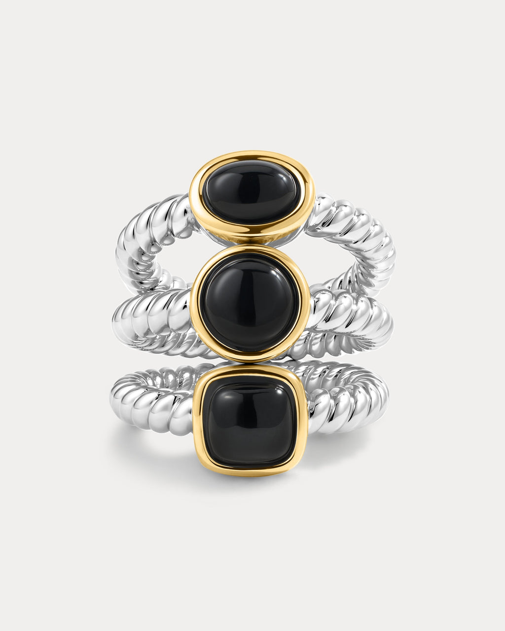 The Midnight Mesa Ring Set-Silver