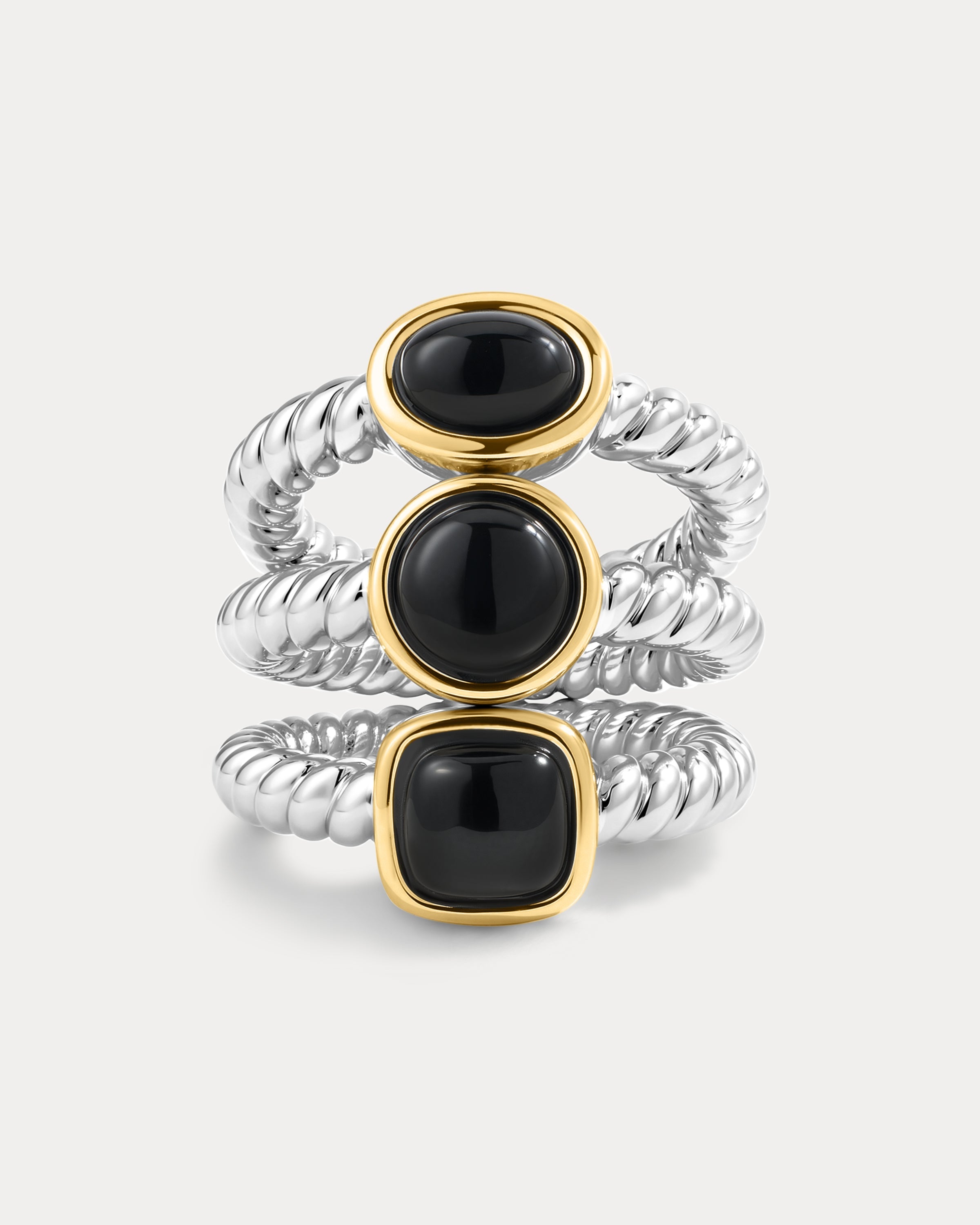 The Midnight Mesa Ring Set-Silver