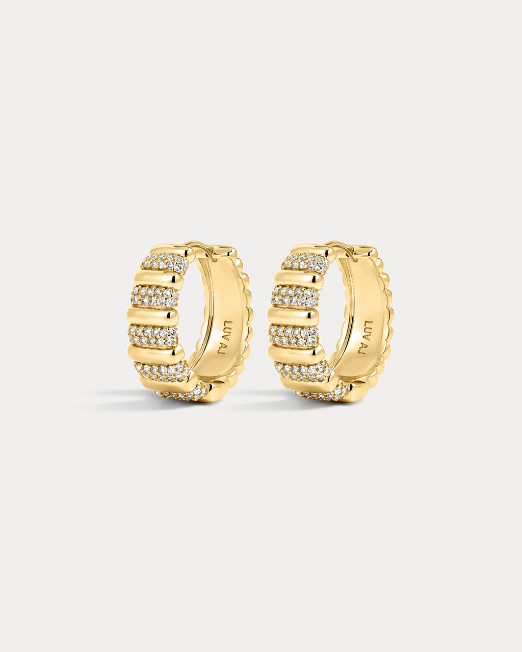 The Pave Marbella Ridged Hoops-Gold