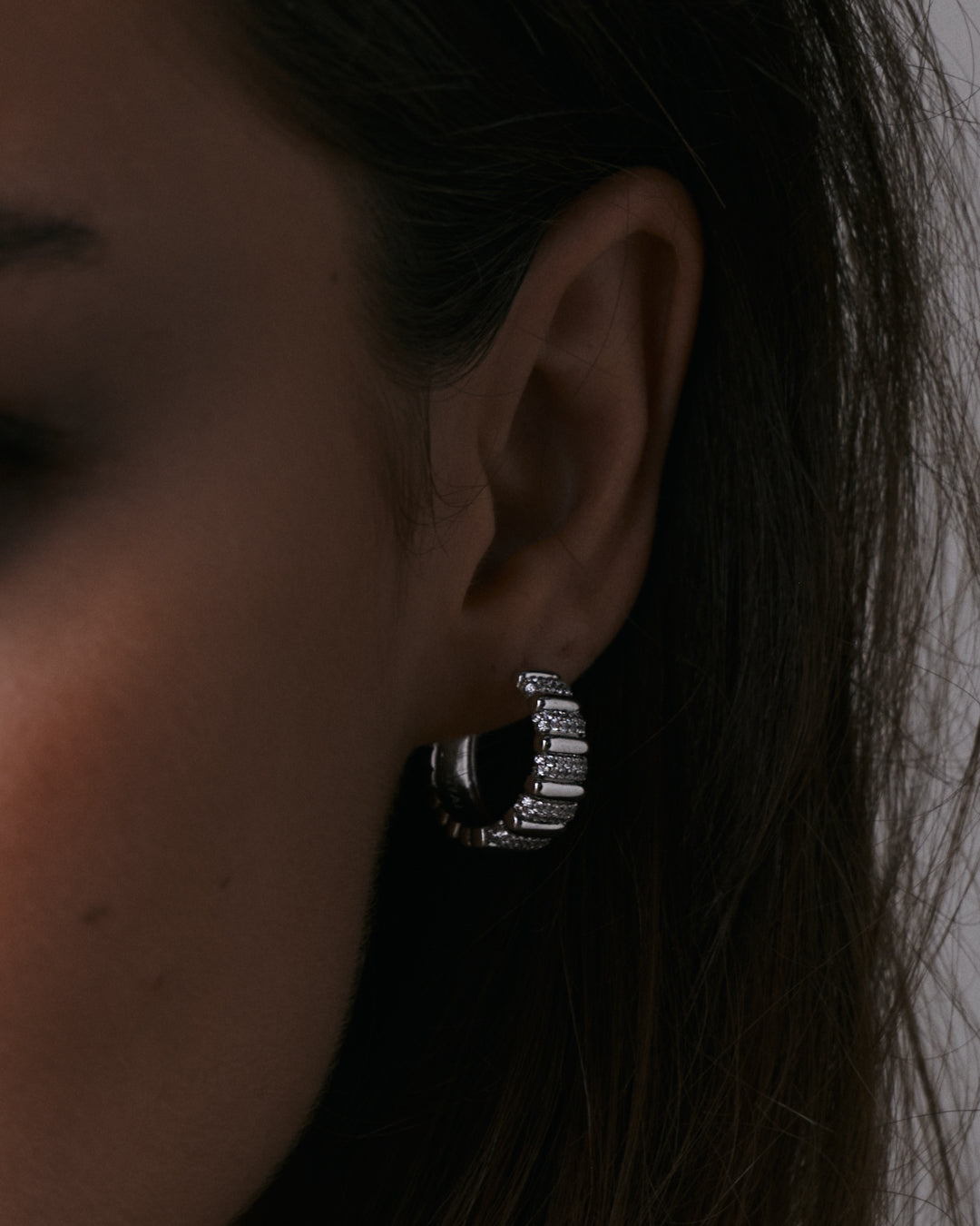 The Pave Marbella Ridged Hoops-Gold