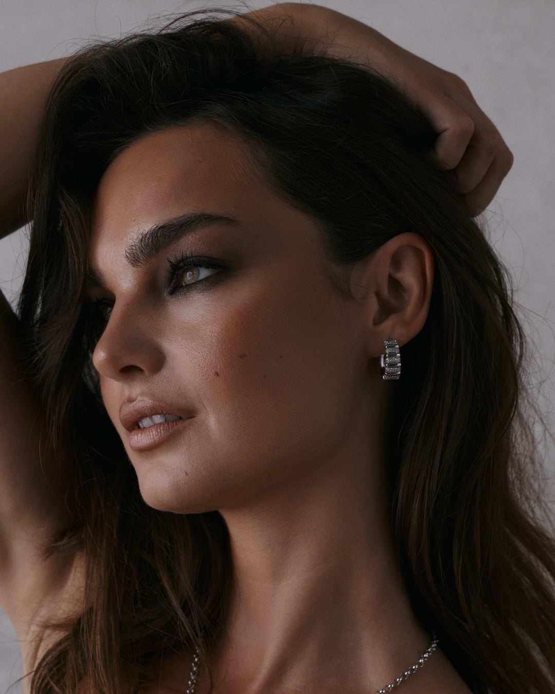 The Pave Marbella Ridged Hoops-Silver