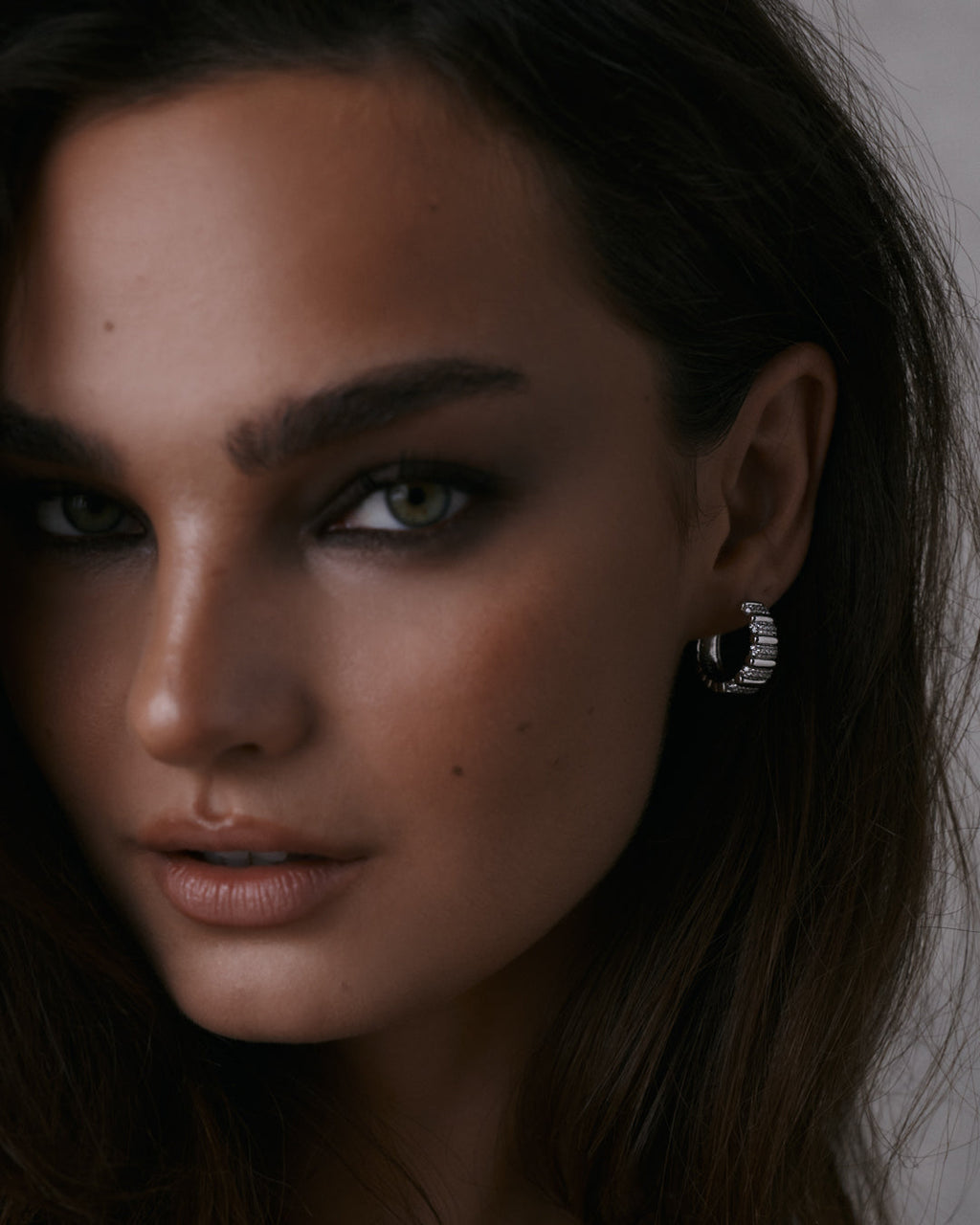 The Pave Marbella Ridged Hoops-Silver