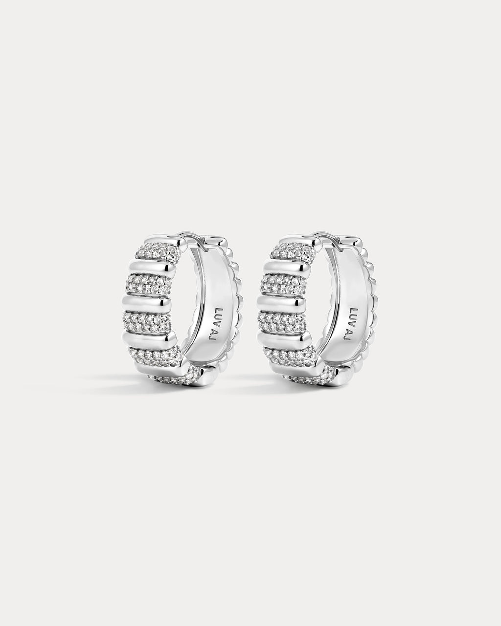 The Pave Marbella Ridged Hoops-Silver