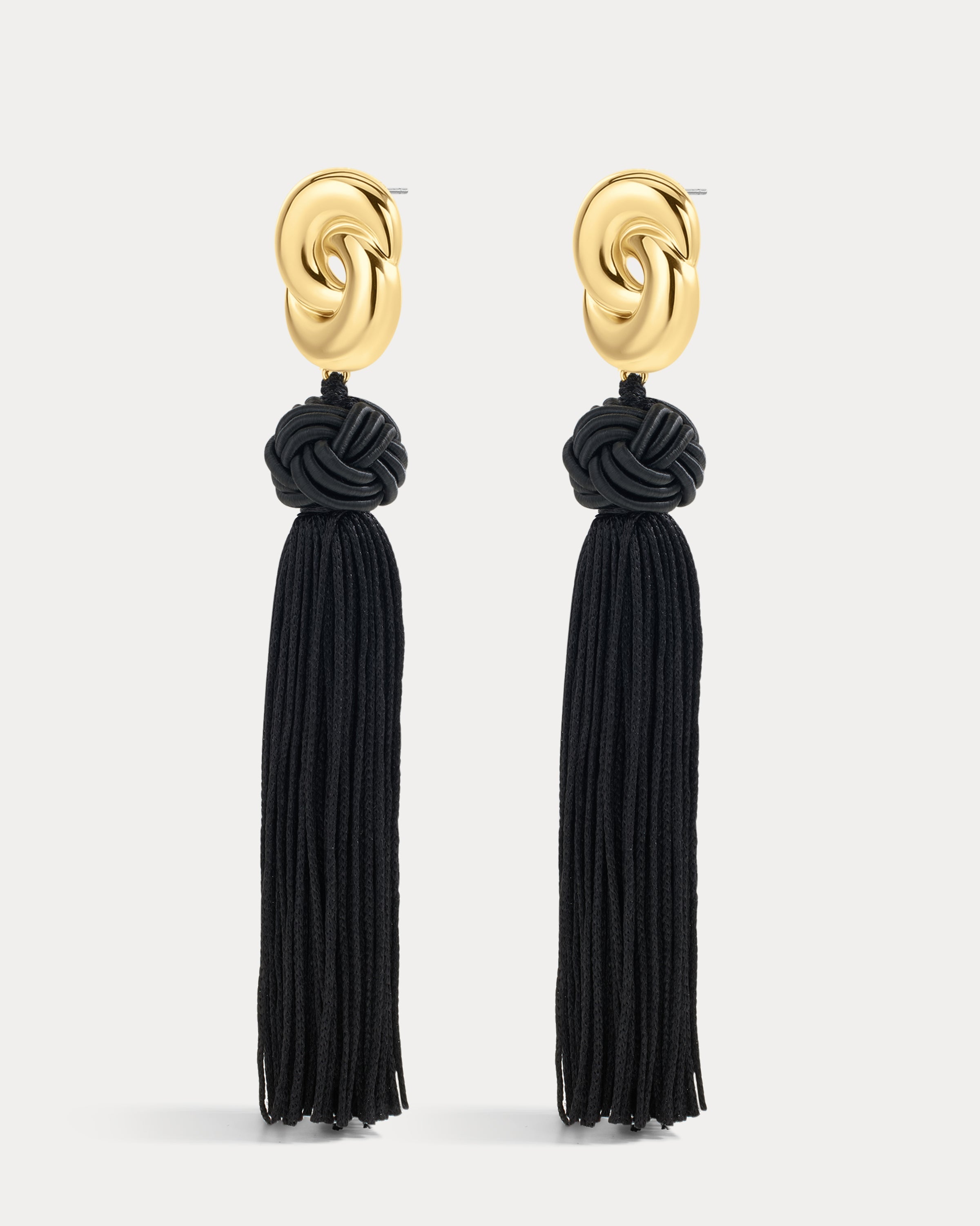 The Solstice Knot Tassel Earrings-Gold