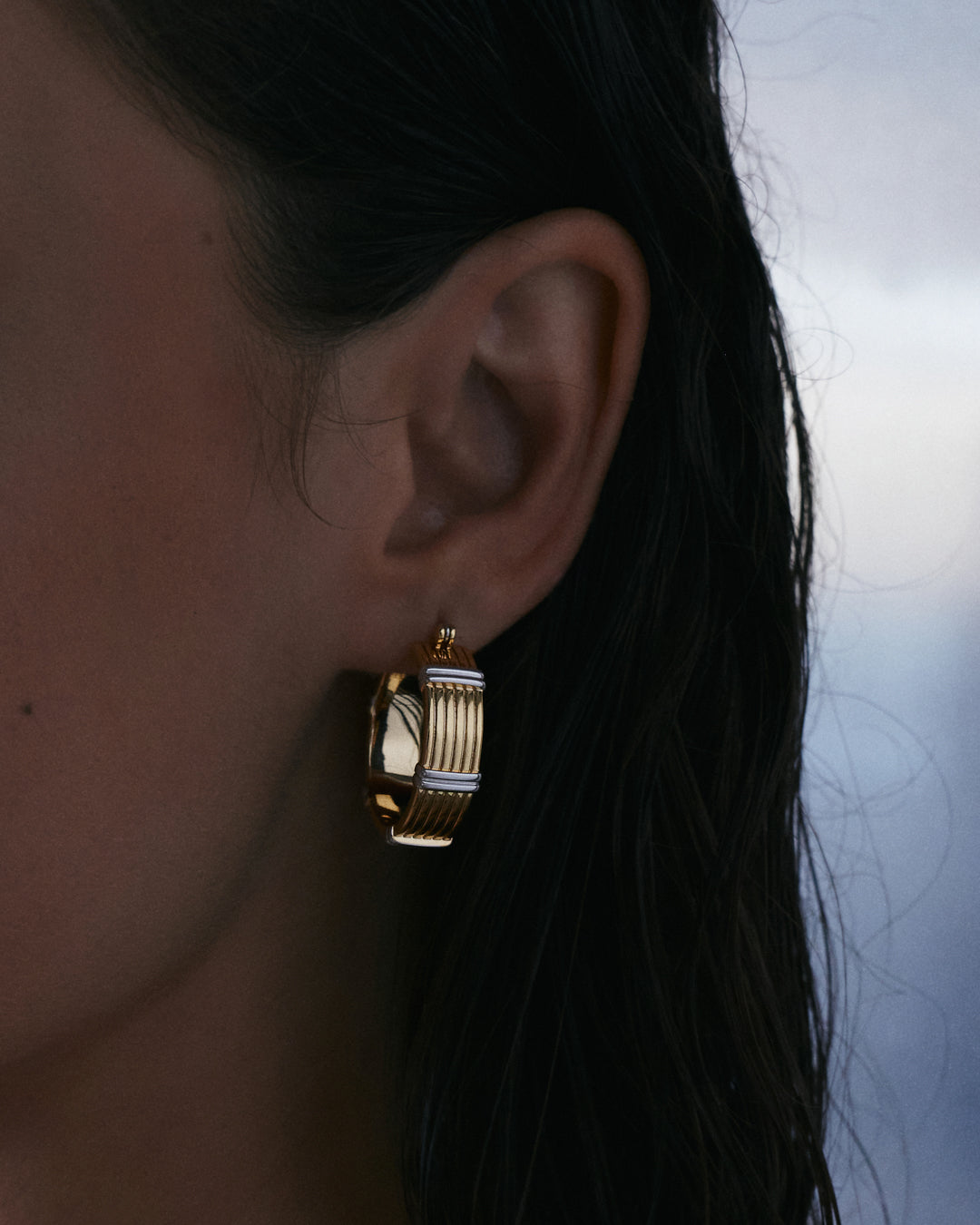 The Two-Tone Sierra Bar Hoops- Gold