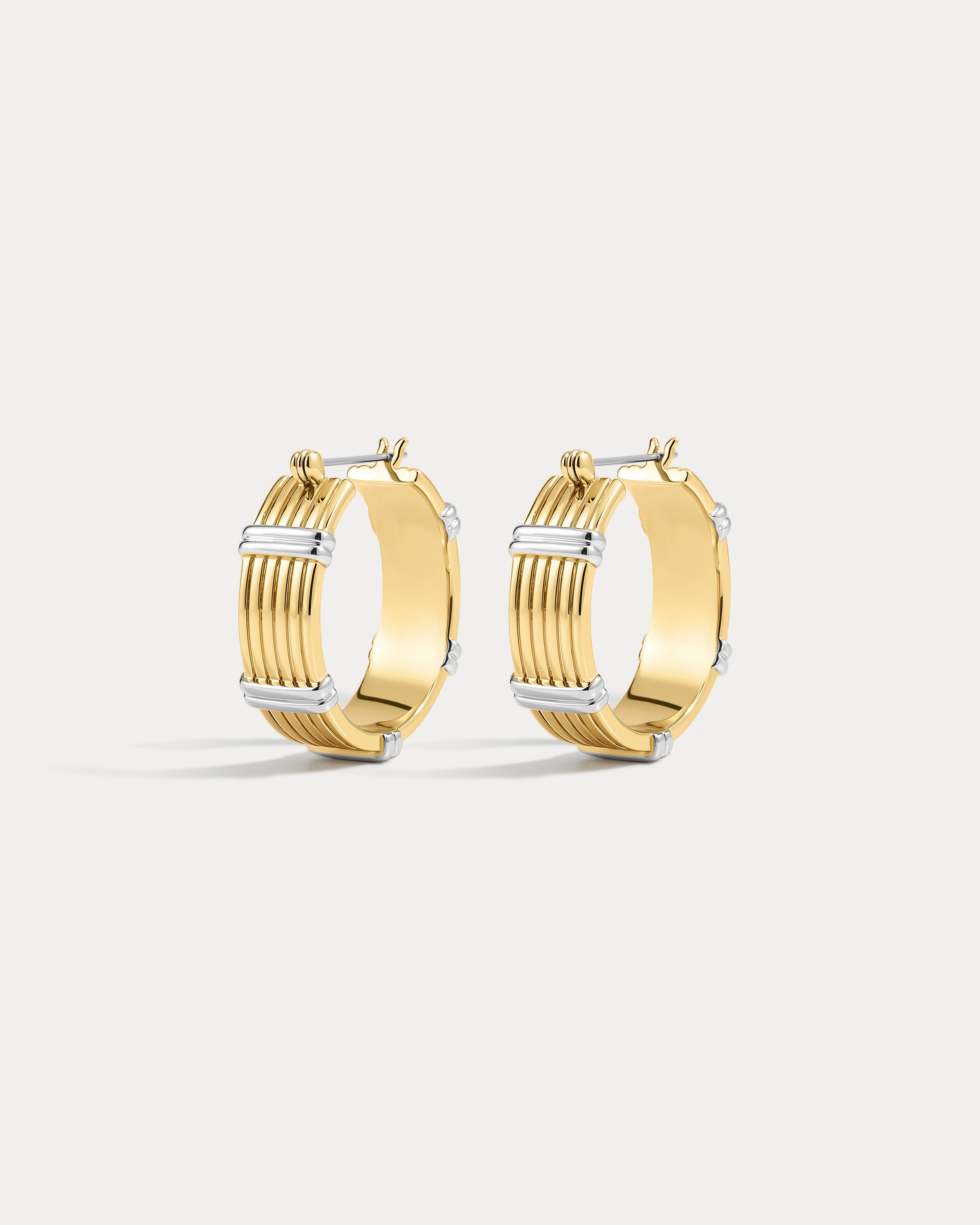 The Two-Tone Sierra Bar Hoops- Gold