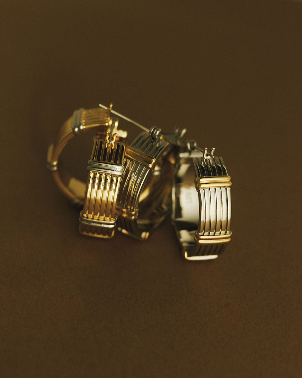 The Two-Tone Sierra Bar Hoops- Gold